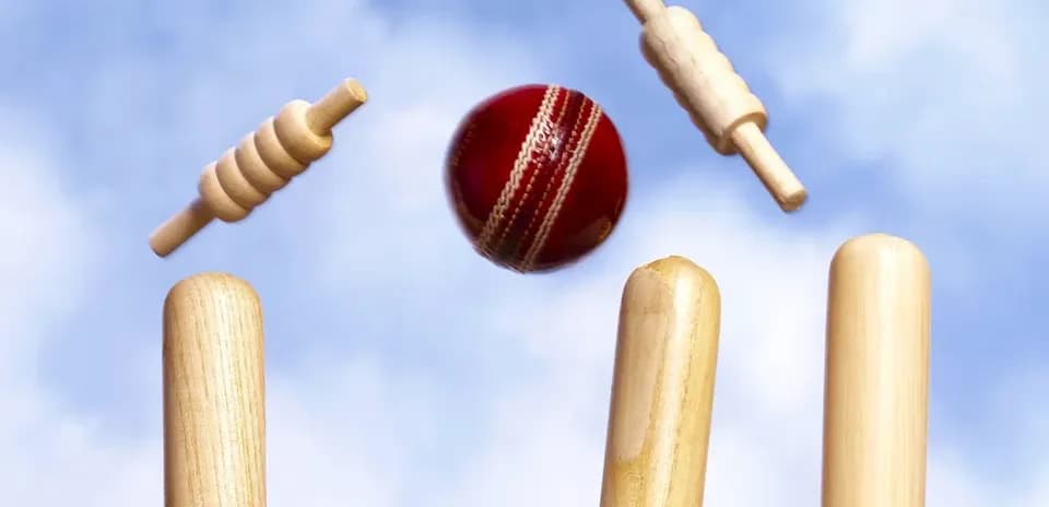 Balle de cricket frappant les wickets en bois