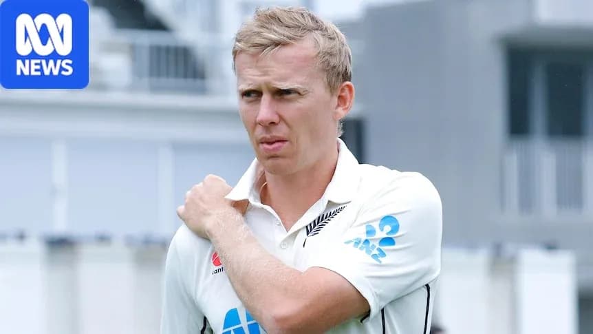 Joueur de cricket néo-zélandais ajustant son épaule Joueur de cricket néo-zélandais ajustant son épaule