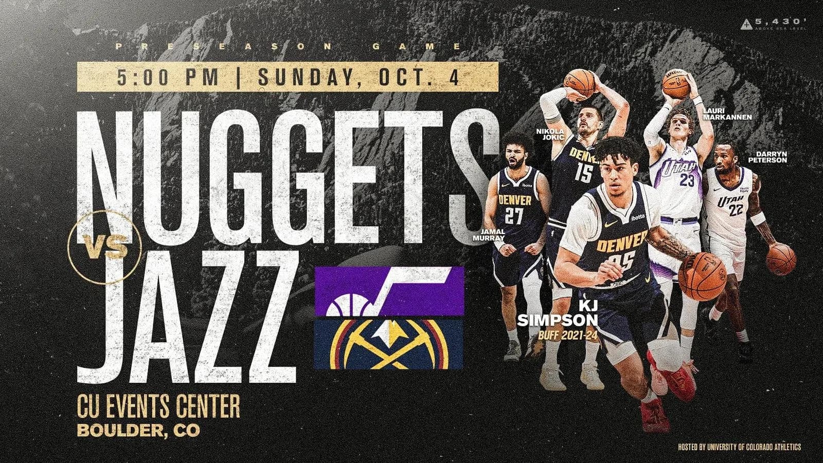 Affiche du match Nuggets contre Jazz à Boulder Affiche du match Nuggets contre Jazz à Boulder