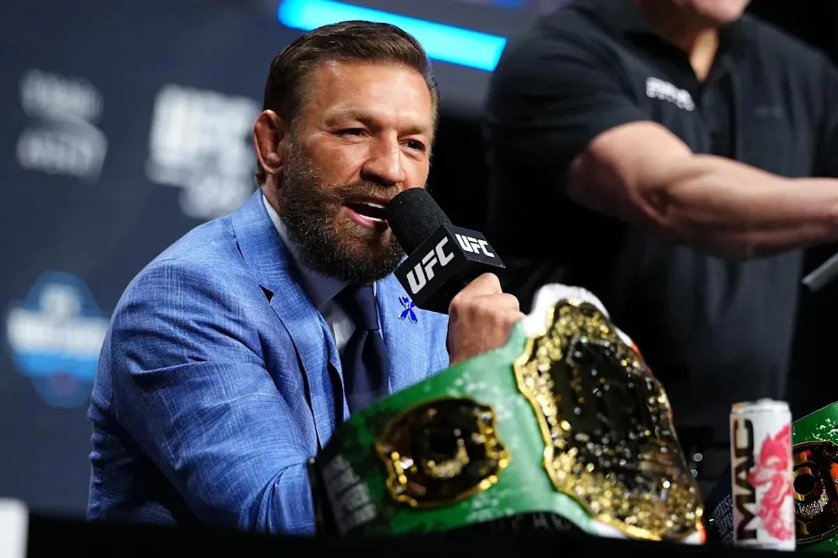 Conor McGregor speaking at UFC press conference Conor McGregor speaking at UFC press conference
