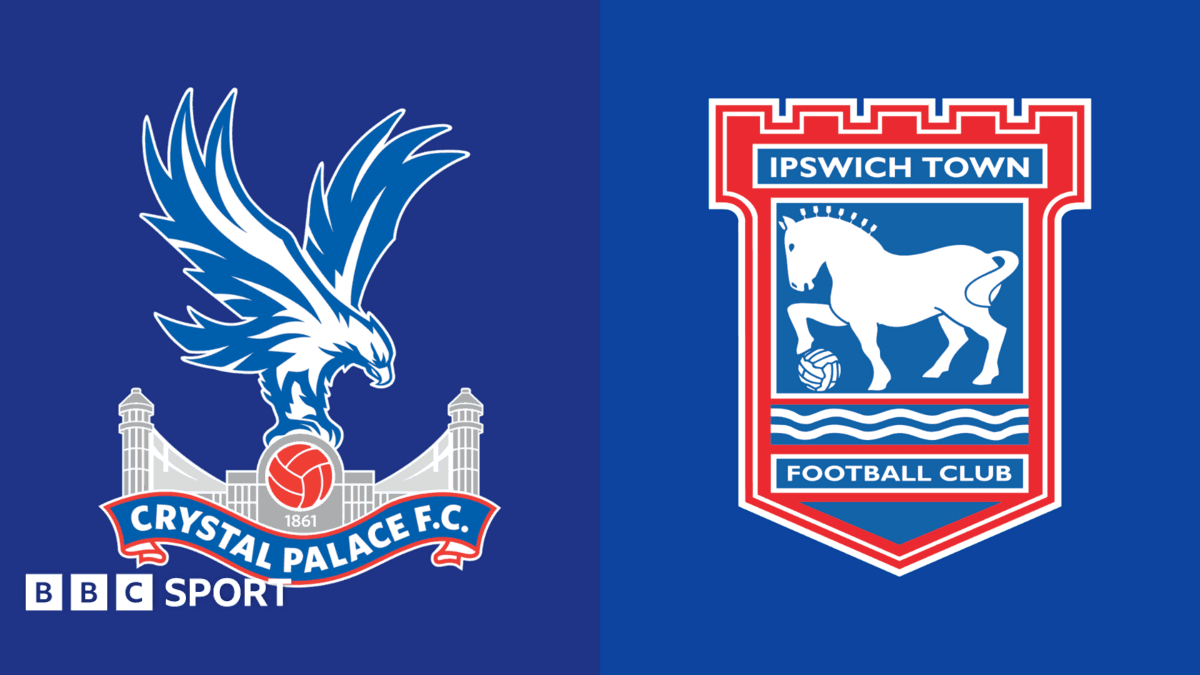 Logos de Crystal Palace et Ipswich Town sur fond bleu Logos de Crystal Palace et Ipswich Town sur fond bleu