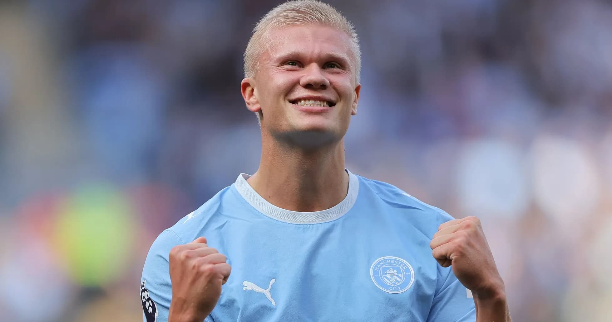 Joueur de Manchester City célébrant une victoire Joueur de Manchester City célébrant une victoire